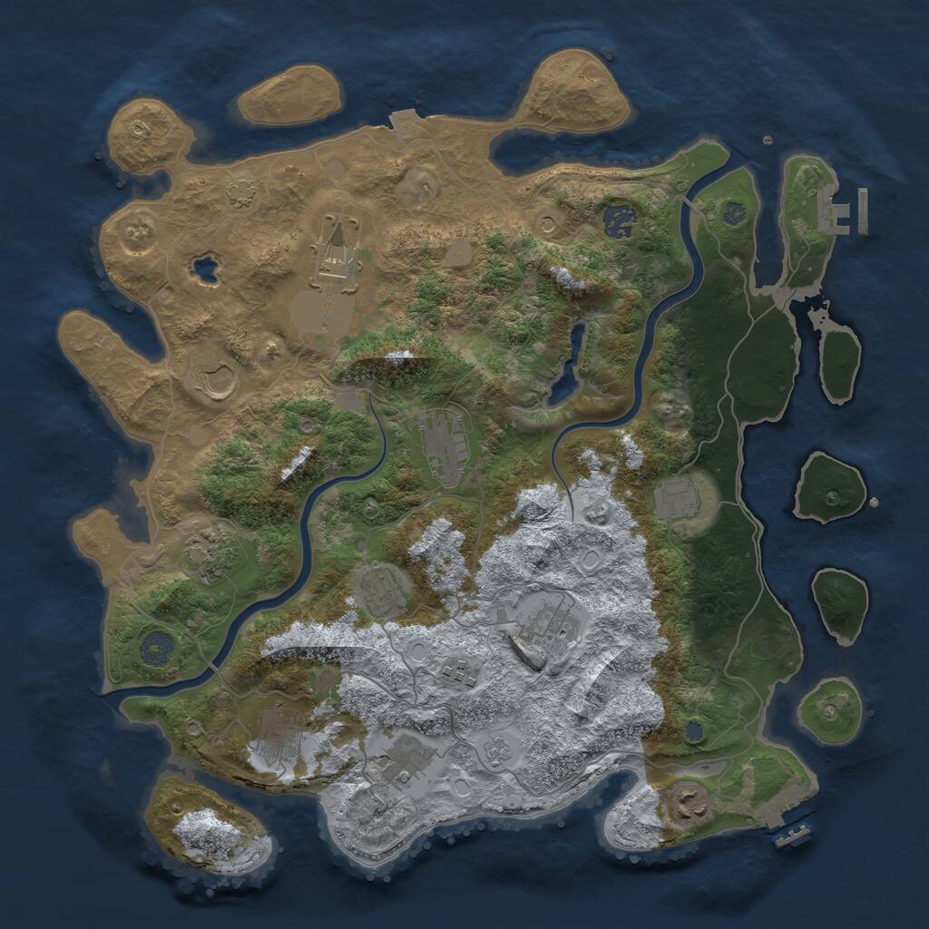 Rust Map: Procedural Map, Size: 4000, Seed: 1885030252, 19 Monuments