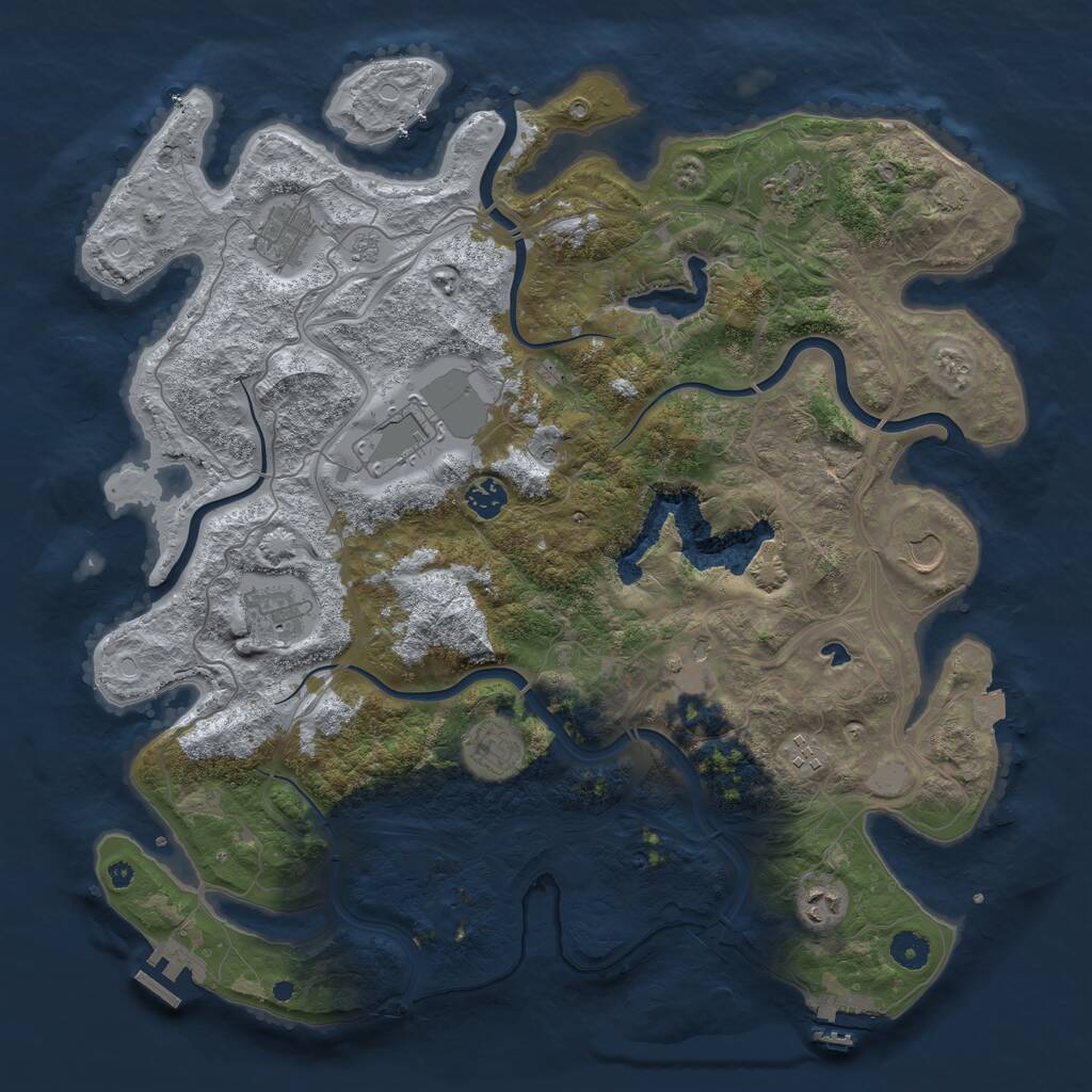 Rust Map: Procedural Map, Size: 4250, Seed: 349599, 16 Monuments