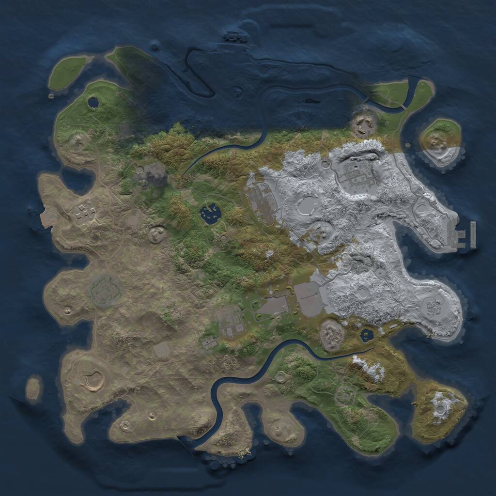Rust Map: Procedural Map, Size: 3700, Seed: 273858661, 16 Monuments
