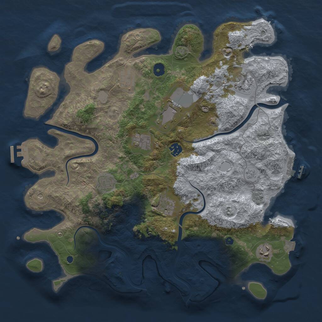Rust Map: Procedural Map, Size: 3900, Seed: 1855684440, 15 Monuments