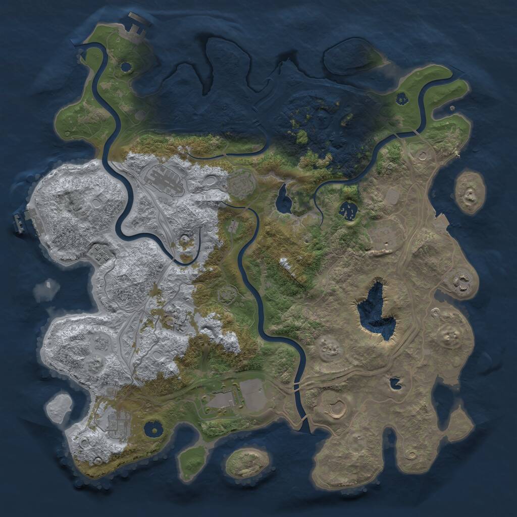 Rust Map: Procedural Map, Size: 4250, Seed: 364673041, 16 Monuments