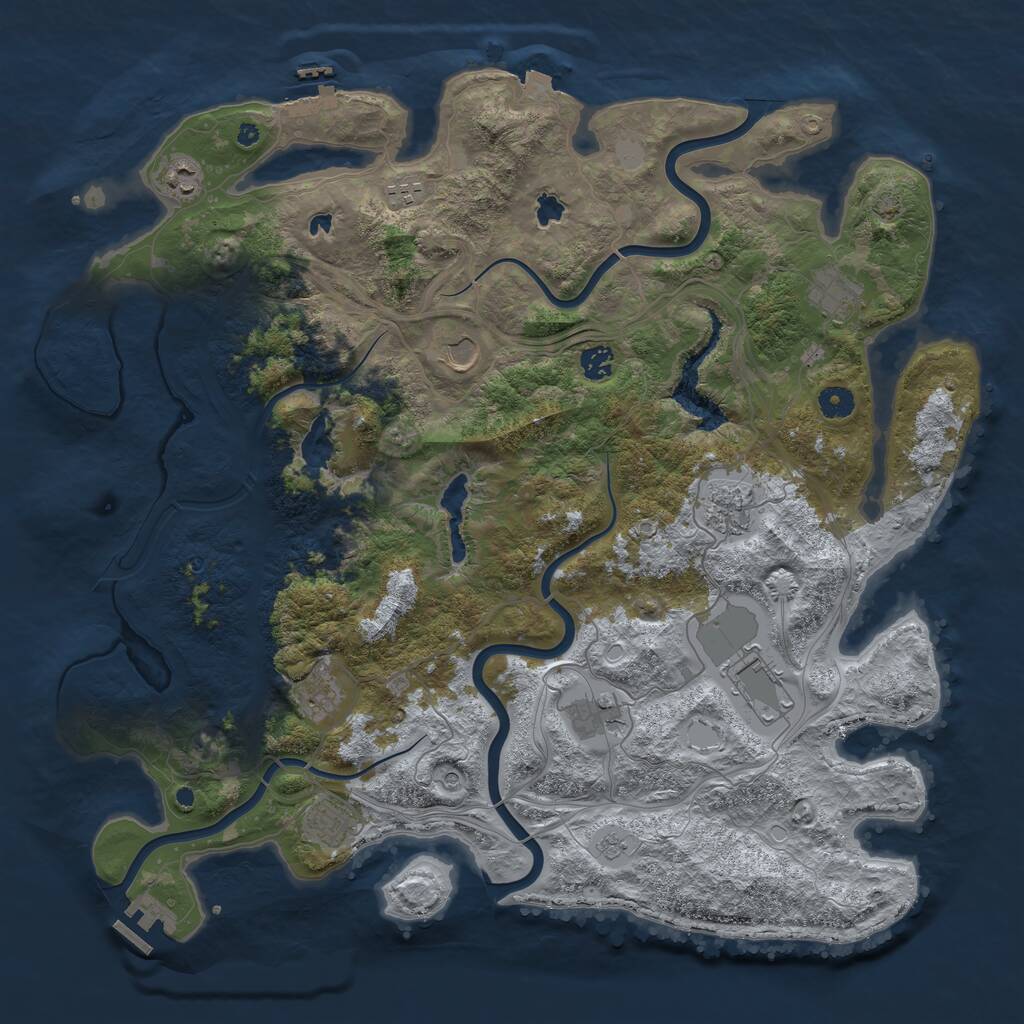 Rust Map: Procedural Map, Size: 4500, Seed: 1913980370, 16 Monuments