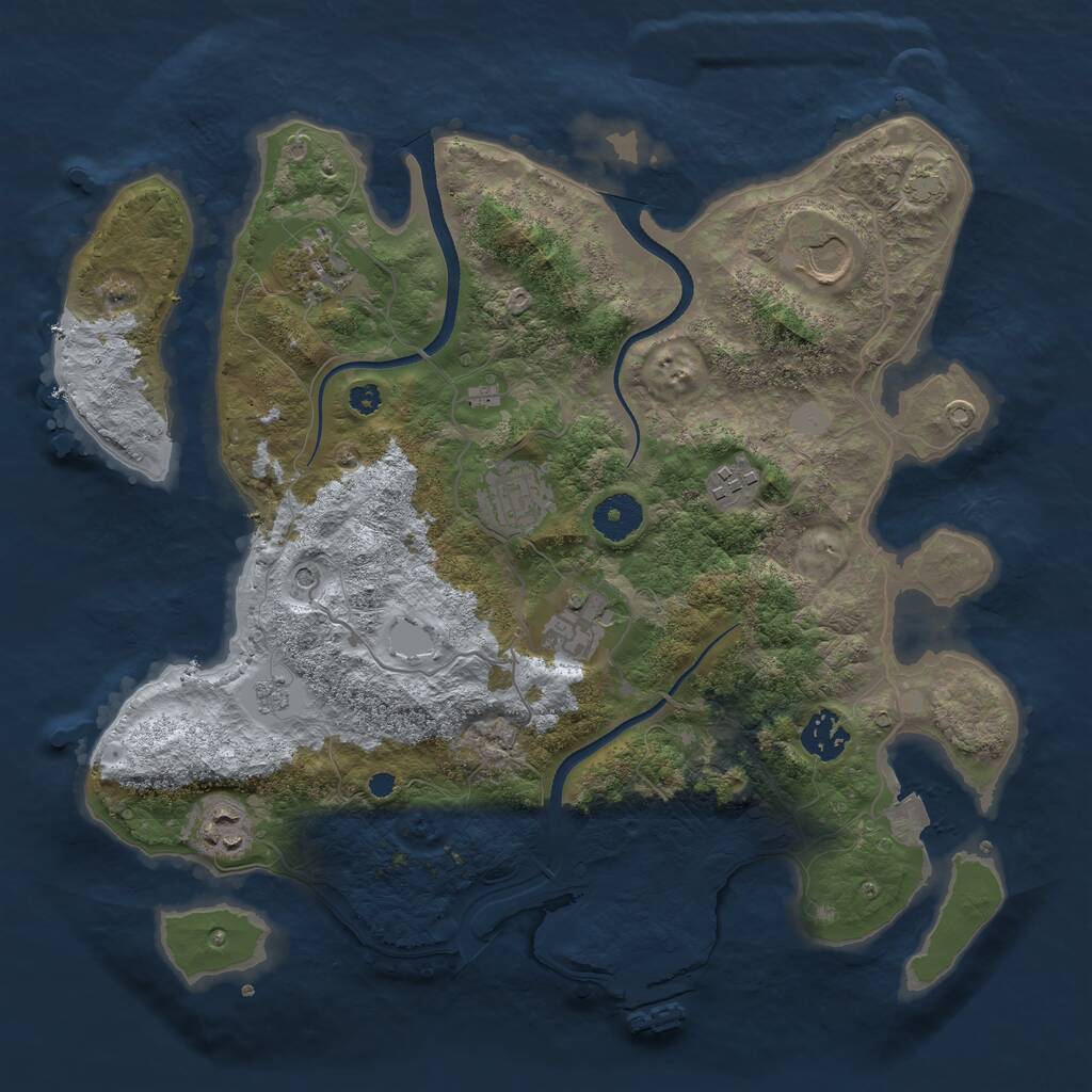 Rust Map: Procedural Map, Size: 3500, Seed: 1399572304, 12 Monuments