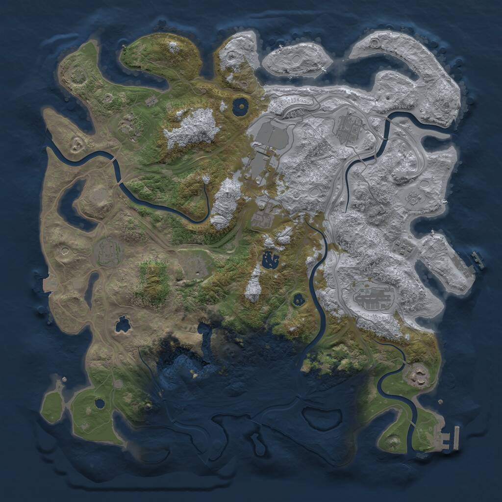 Rust Map: Procedural Map, Size: 4250, Seed: 1874715488, 16 Monuments