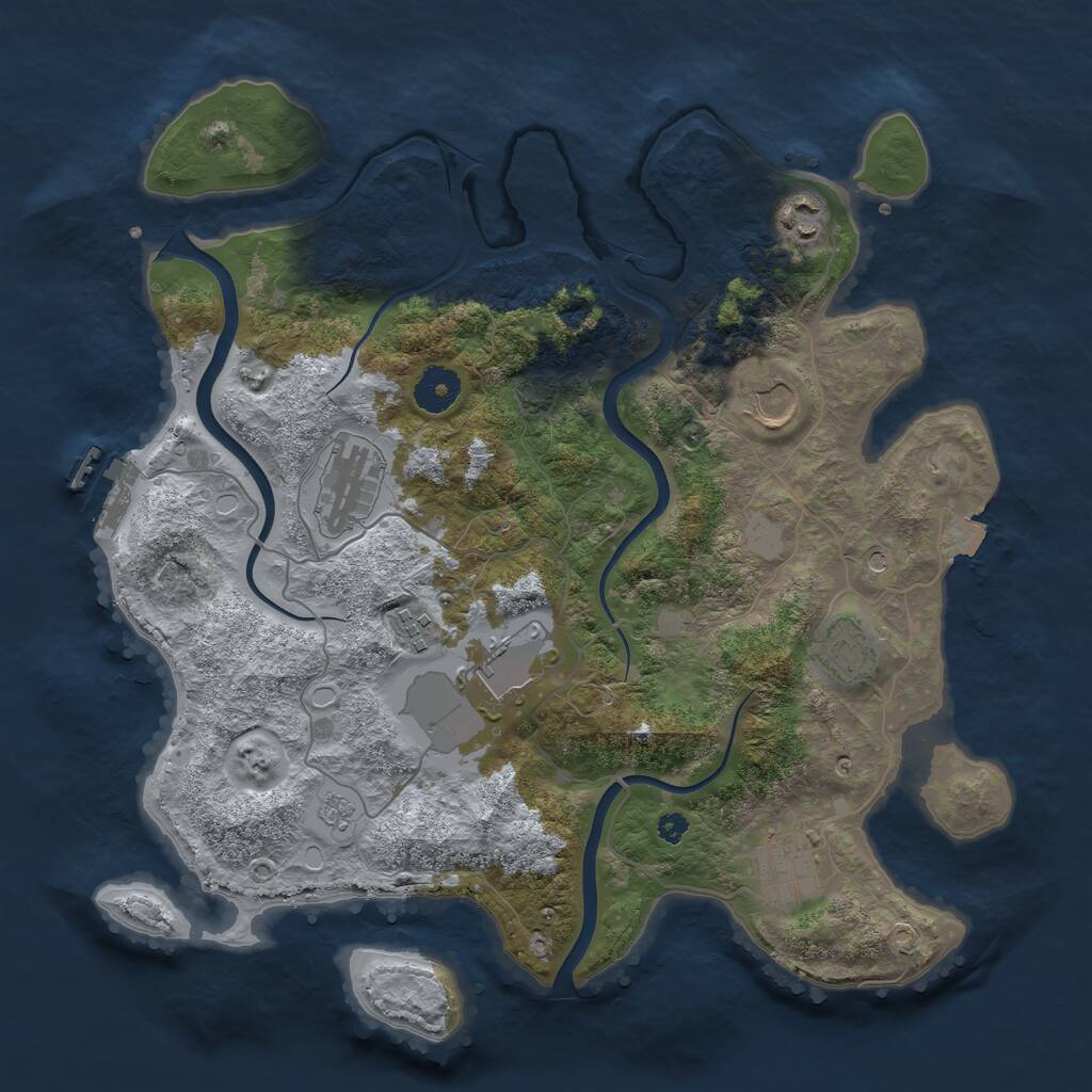 Rust Map: Procedural Map, Size: 3600, Seed: 23733, 12 Monuments