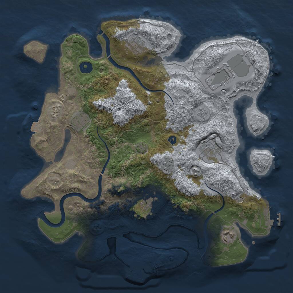 Rust Map: Procedural Map, Size: 3500, Seed: 526843, 13 Monuments