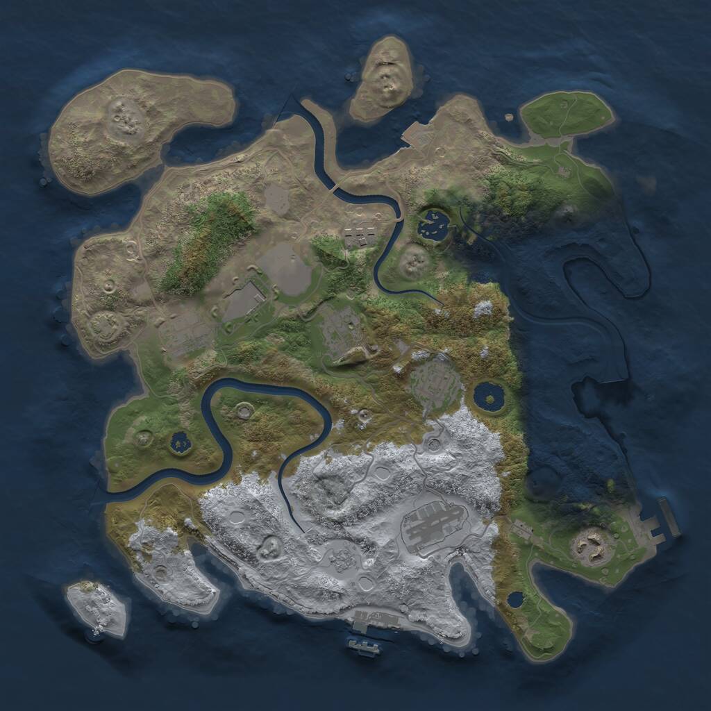Rust Map: Procedural Map, Size: 3500, Seed: 2029527228, 14 Monuments