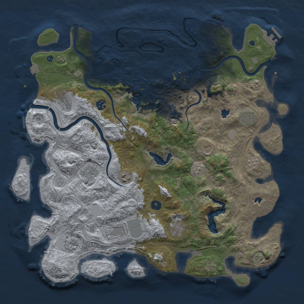 Rust Map: Procedural Map, Size: 4500, Seed: 1888113630, 16 Monuments