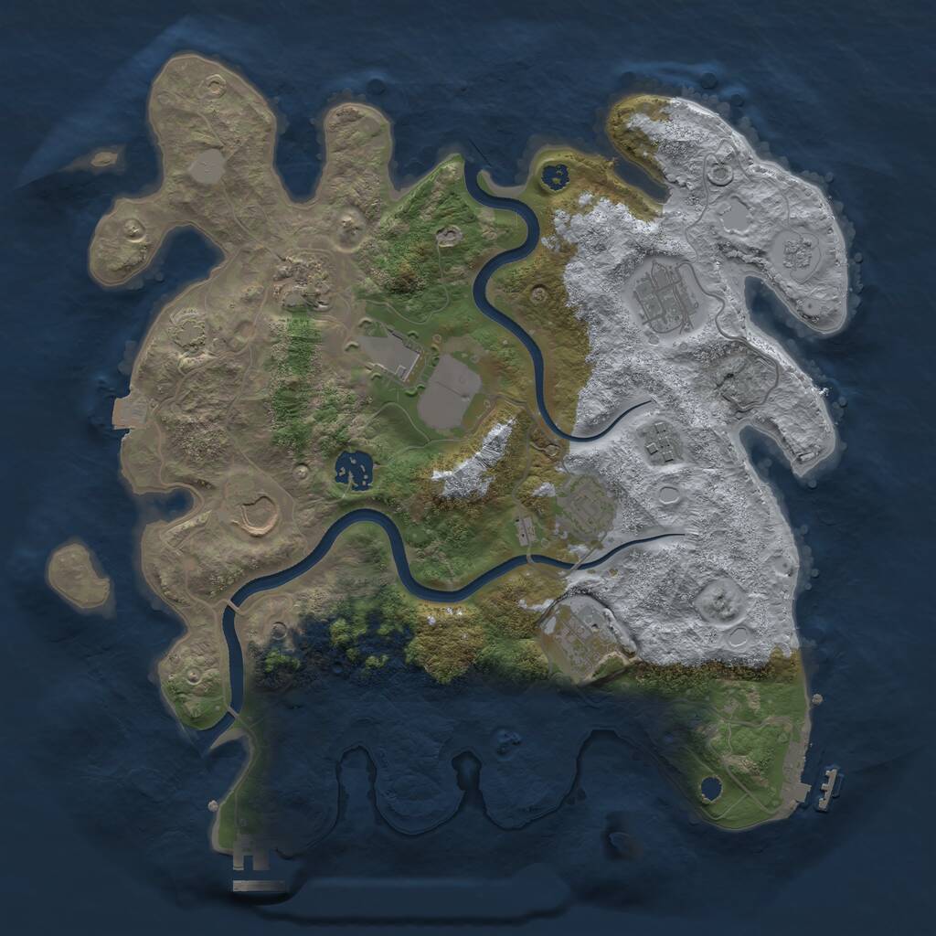 Rust Map: Procedural Map, Size: 3500, Seed: 38033, 14 Monuments