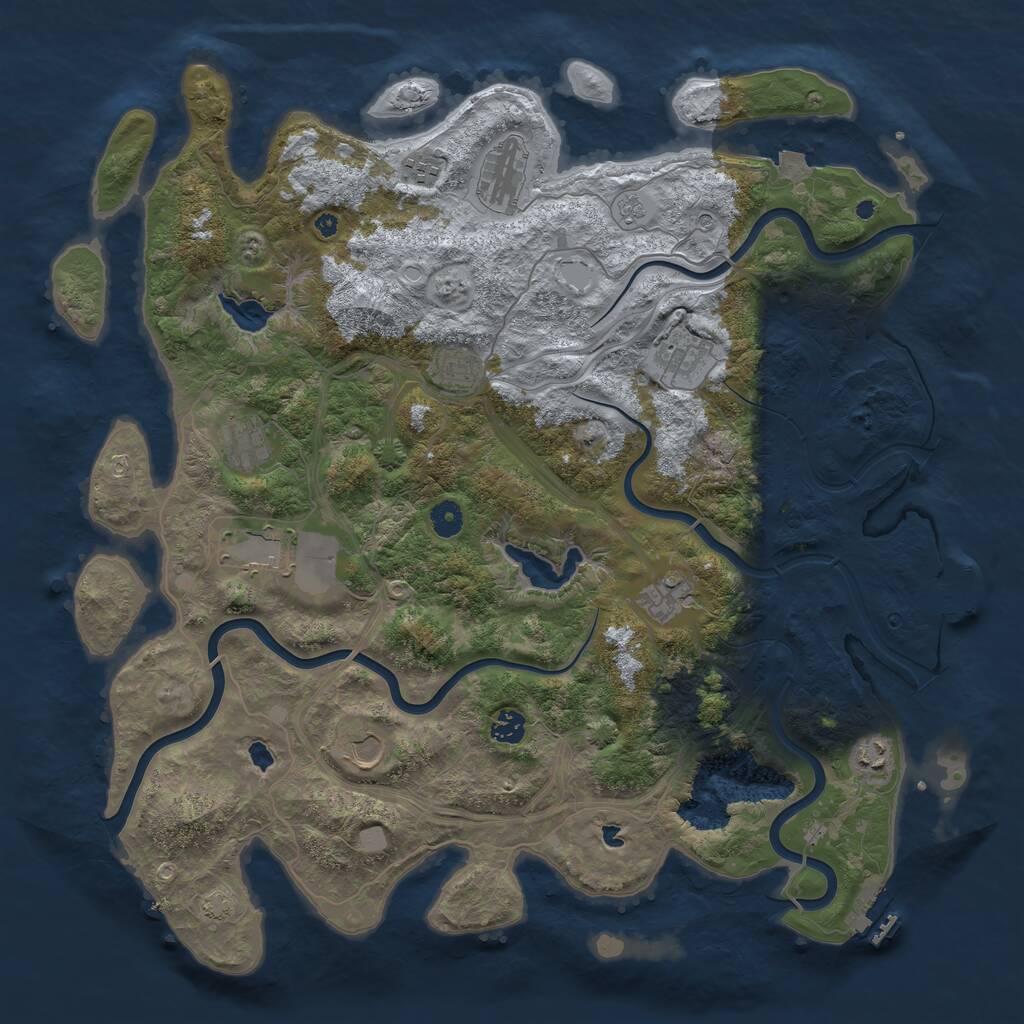 Rust Map: Procedural Map, Size: 4500, Seed: 391030, 16 Monuments