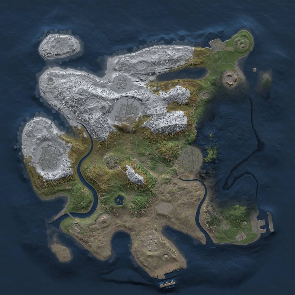 Rust Map: Procedural Map, Size: 3000, Seed: 678460073, 11 Monuments