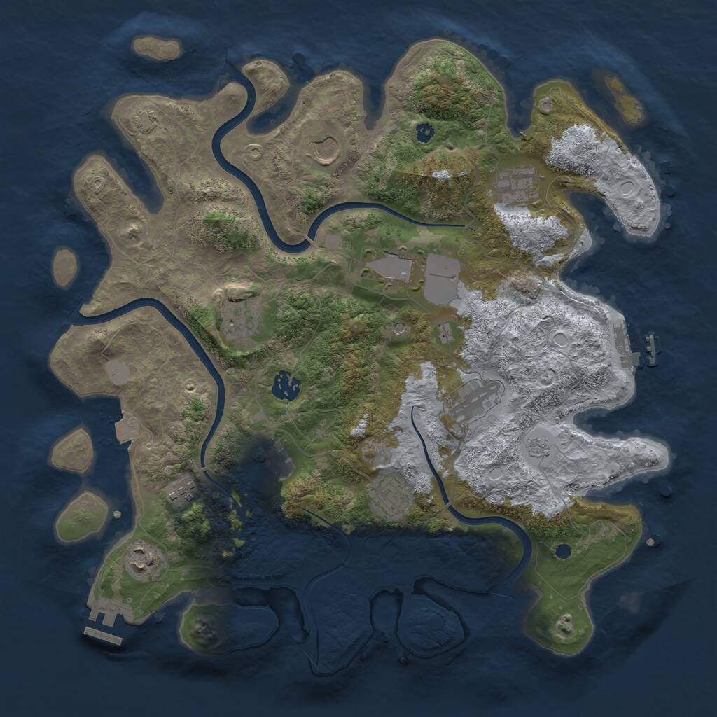 Rust Map: Procedural Map, Size: 3750, Seed: 1227198171, 16 Monuments