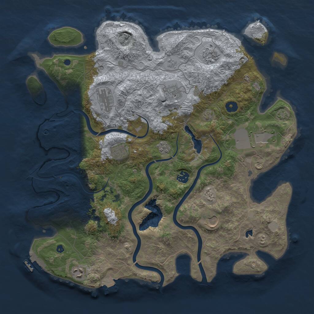 Rust Map: Procedural Map, Size: 4000, Seed: 374916022, 14 Monuments