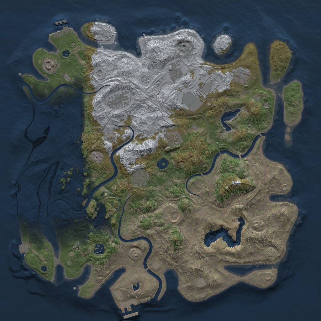 Rust Map: Procedural Map, Size: 4300, Seed: 1554371719, 16 Monuments