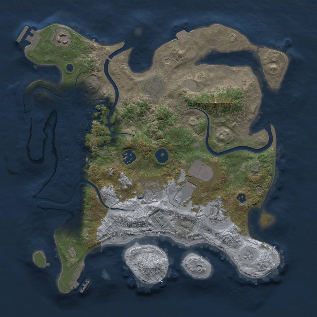 Rust Map: Procedural Map, Size: 3500, Seed: 1944655843, 13 Monuments
