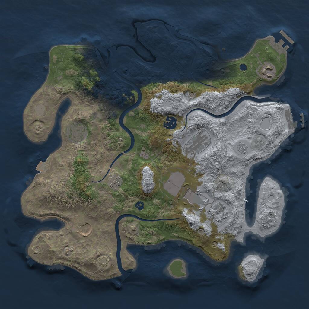 Rust Map: Procedural Map, Size: 3500, Seed: 706058649, 14 Monuments