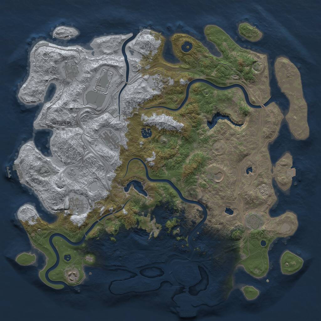 Rust Map: Procedural Map, Size: 4500, Seed: 1839307434, 16 Monuments