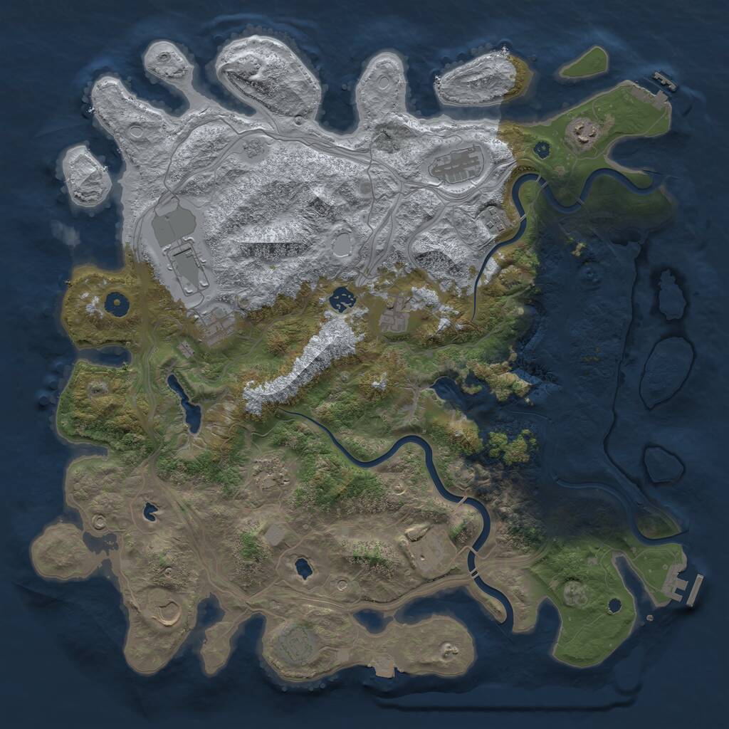 Rust Map: Procedural Map, Size: 4500, Seed: 2041224352, 17 Monuments
