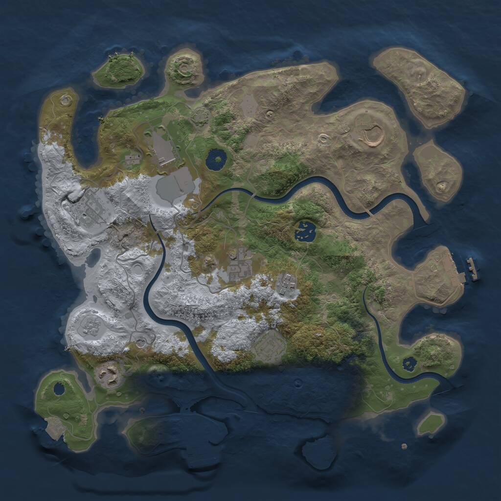 Rust Map: Procedural Map, Size: 3500, Seed: 1026246868, 14 Monuments