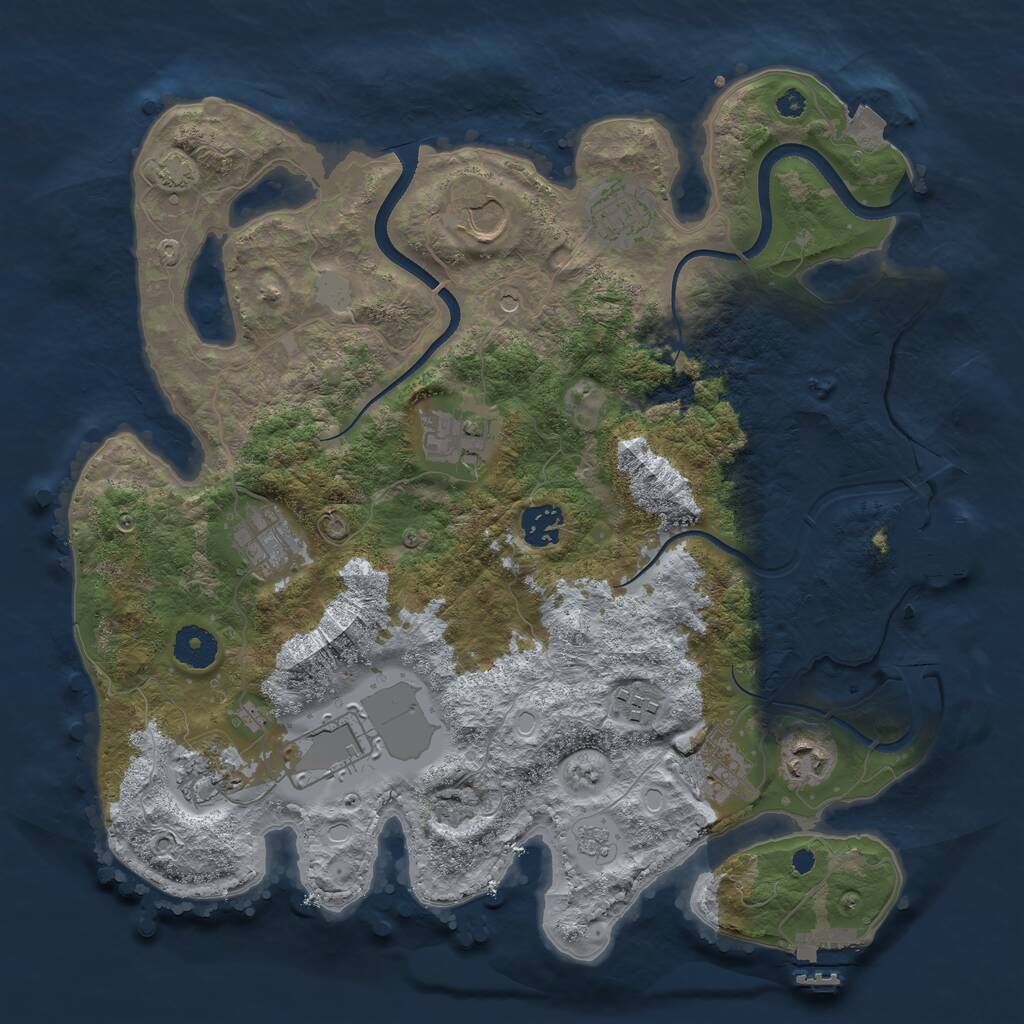 Rust Map: Procedural Map, Size: 3600, Seed: 957744196, 16 Monuments