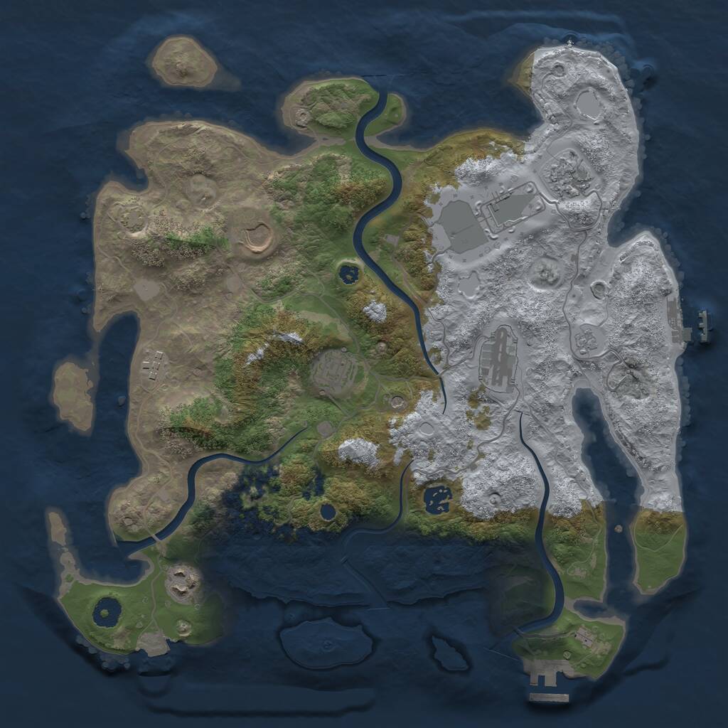 Rust Map: Procedural Map, Size: 3750, Seed: 13653, 14 Monuments