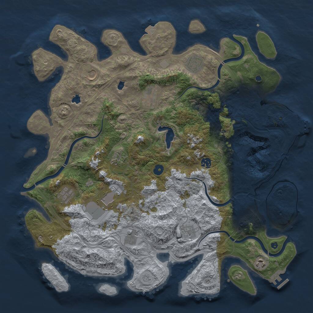 Rust Map: Procedural Map, Size: 4500, Seed: 1024478524, 17 Monuments
