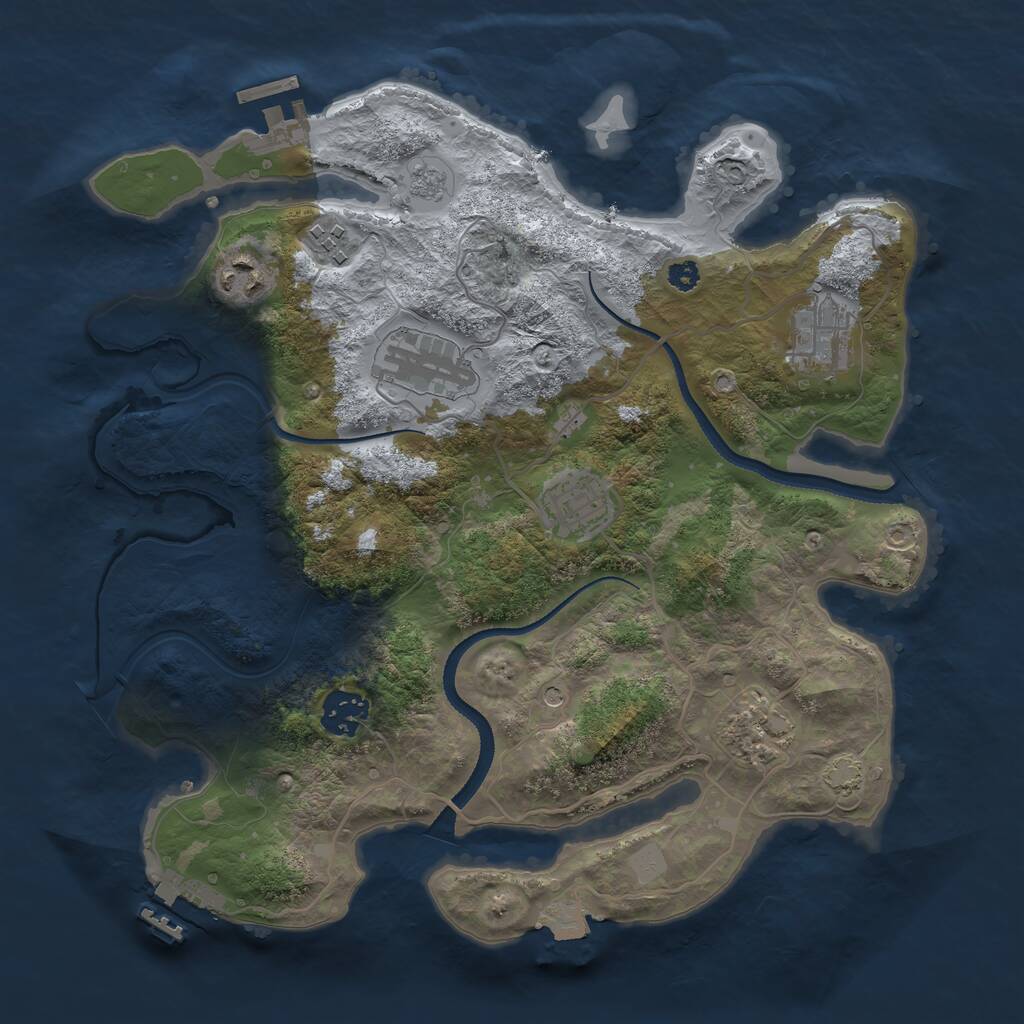 Rust Map: Procedural Map, Size: 3300, Seed: 474317921, 13 Monuments
