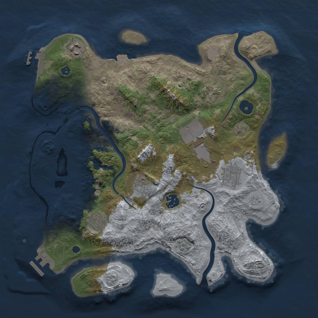 Rust Map: Procedural Map, Size: 3500, Seed: 991285, 14 Monuments