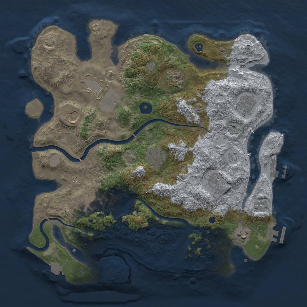 Rust Map: Procedural Map, Size: 3700, Seed: 1915444696, 15 Monuments
