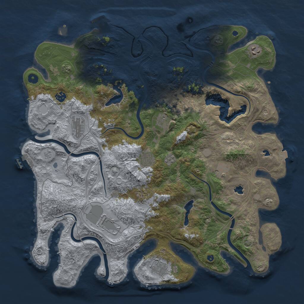 Rust Map: Procedural Map, Size: 4500, Seed: 711866558, 16 Monuments