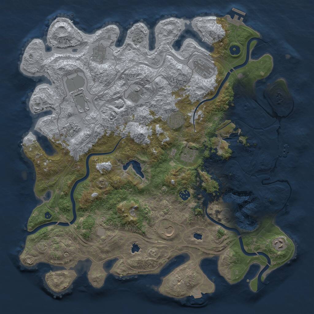 Rust Map: Procedural Map, Size: 4500, Seed: 1610739098, 17 Monuments