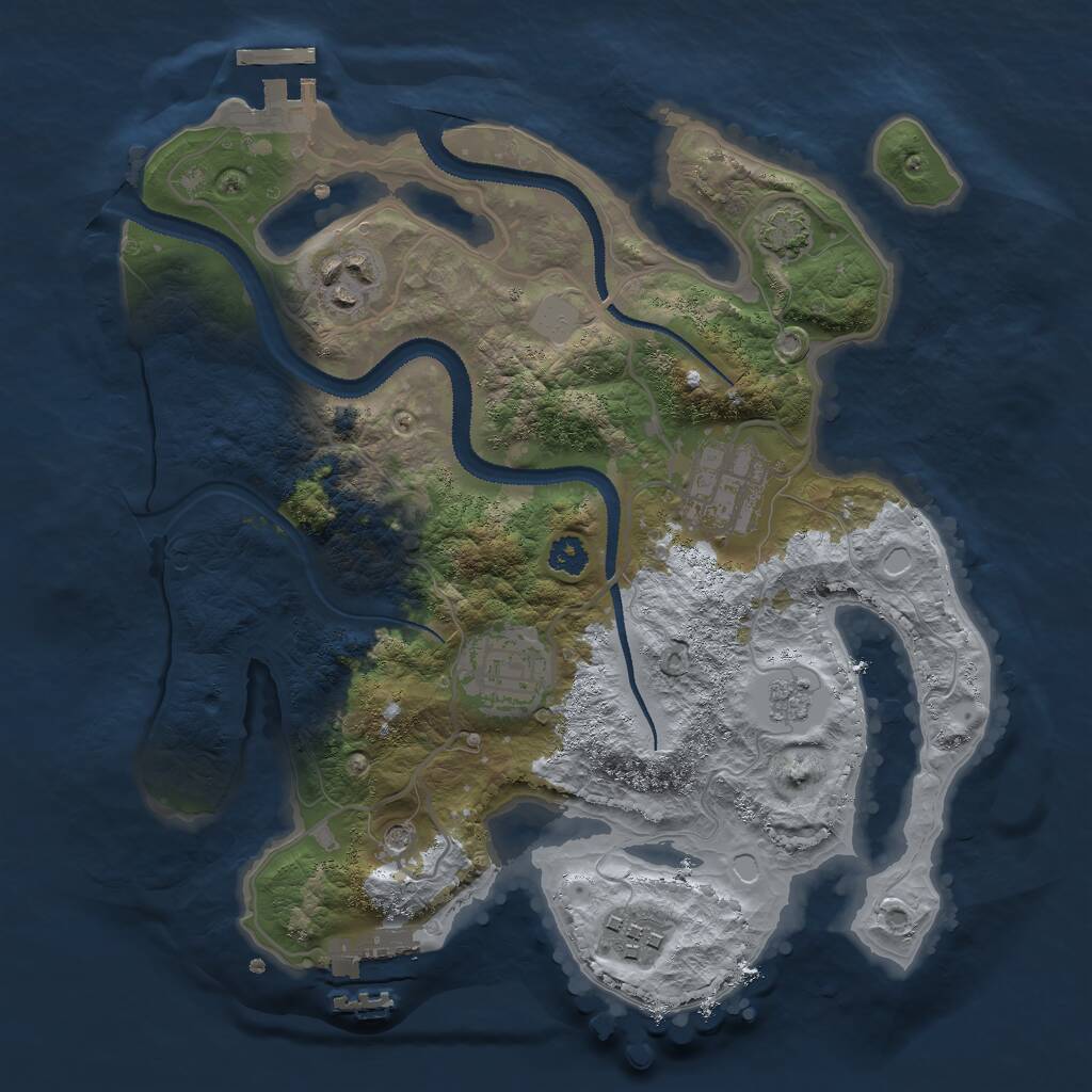 Rust Map: Procedural Map, Size: 2800, Seed: 1261809118, 10 Monuments