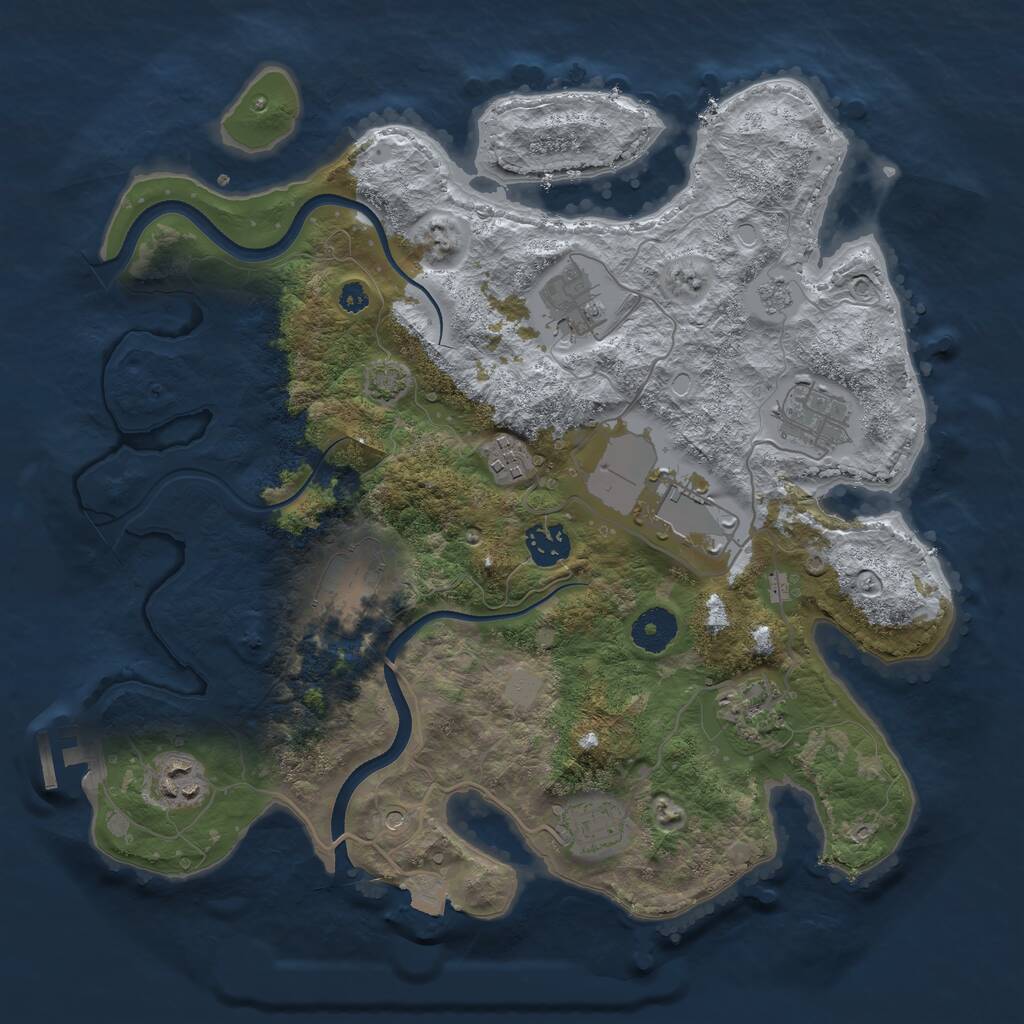 Rust Map: Procedural Map, Size: 3500, Seed: 2055363426, 14 Monuments