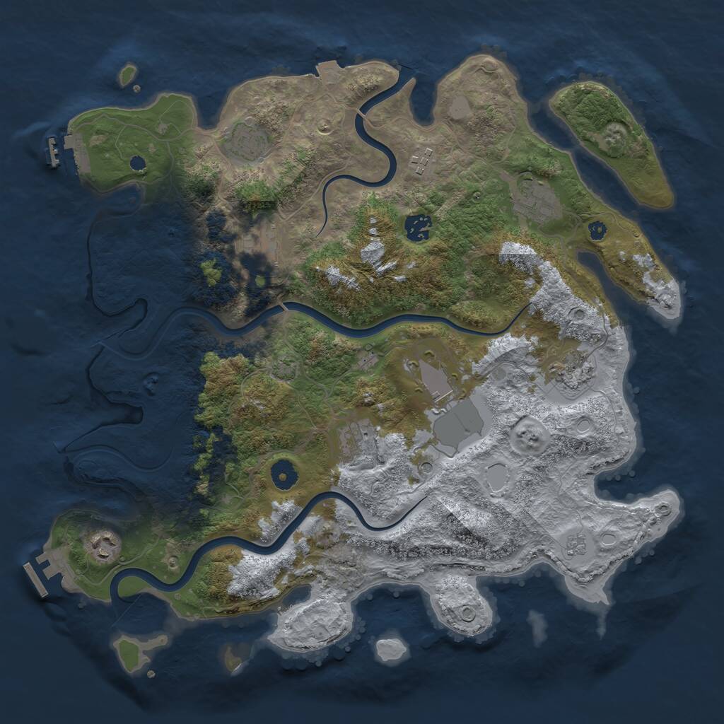 Rust Map: Procedural Map, Size: 3900, Seed: 872594559, 15 Monuments