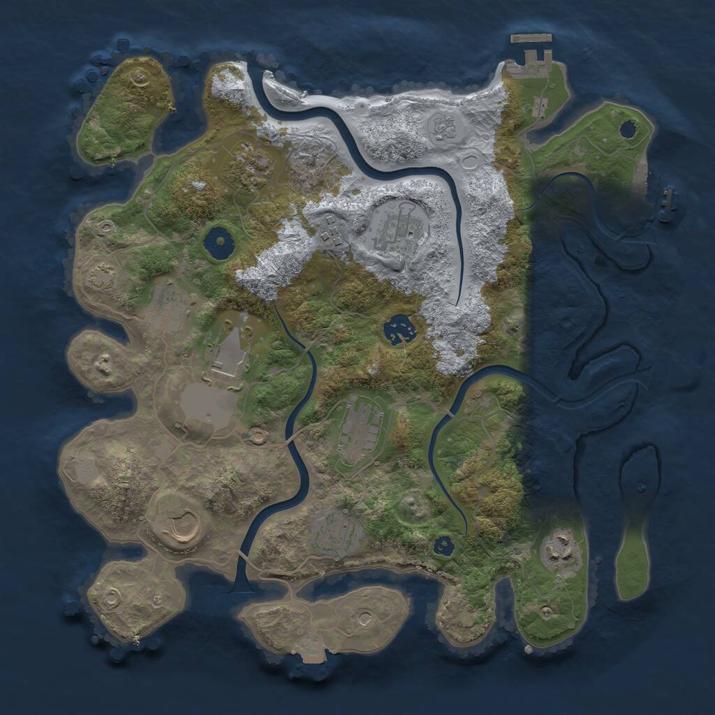 Rust Map: Procedural Map, Size: 3500, Seed: 556551, 16 Monuments