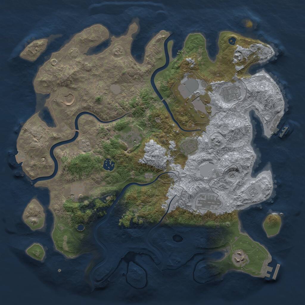 Rust Map: Procedural Map, Size: 3900, Seed: 33975, 16 Monuments