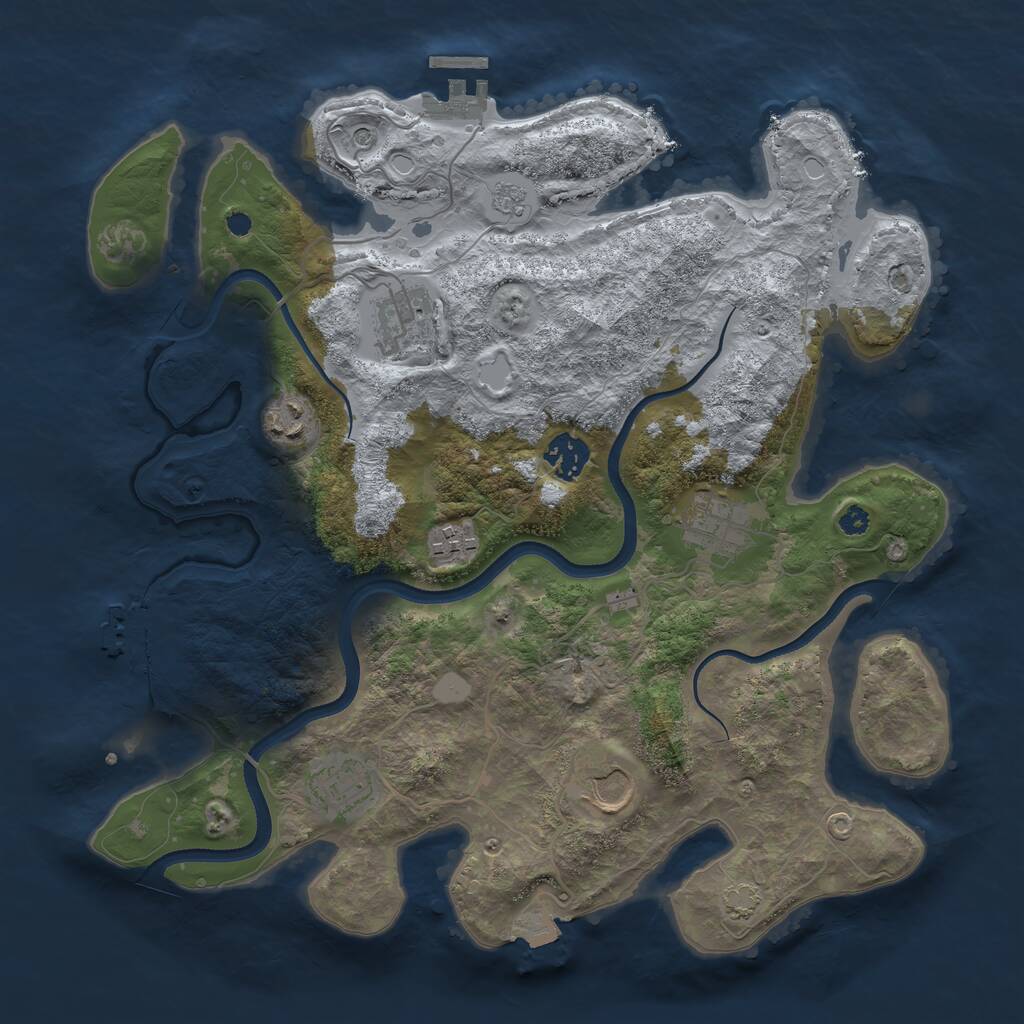 Rust Map: Procedural Map, Size: 3500, Seed: 665142170, 13 Monuments