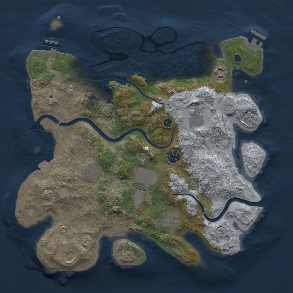 Rust Map: Procedural Map, Size: 3500, Seed: 612591770, 14 Monuments