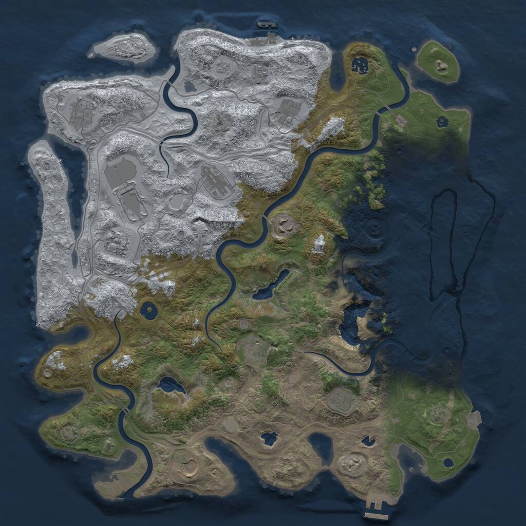 Rust Map: Procedural Map, Size: 4500, Seed: 39264840, 17 Monuments