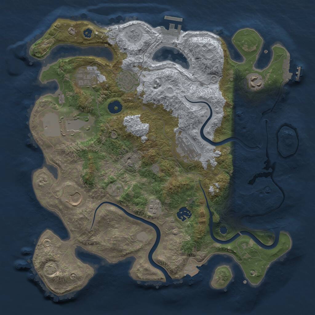 Rust Map: Procedural Map, Size: 3500, Seed: 3600000, 14 Monuments