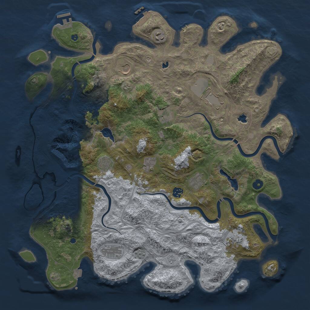 Rust Map: Procedural Map, Size: 4550, Seed: 11232123, 17 Monuments