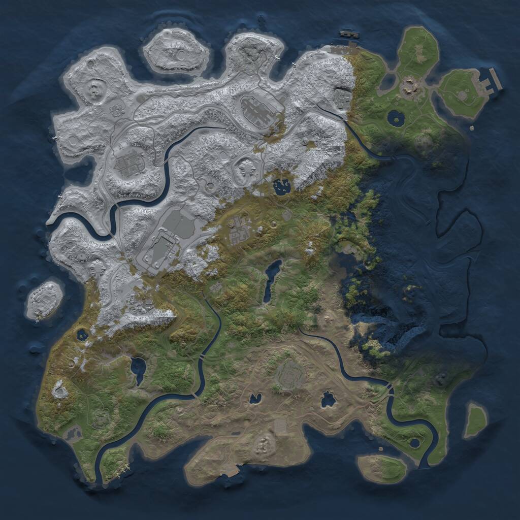 Rust Map: Procedural Map, Size: 4500, Seed: 933992970, 16 Monuments