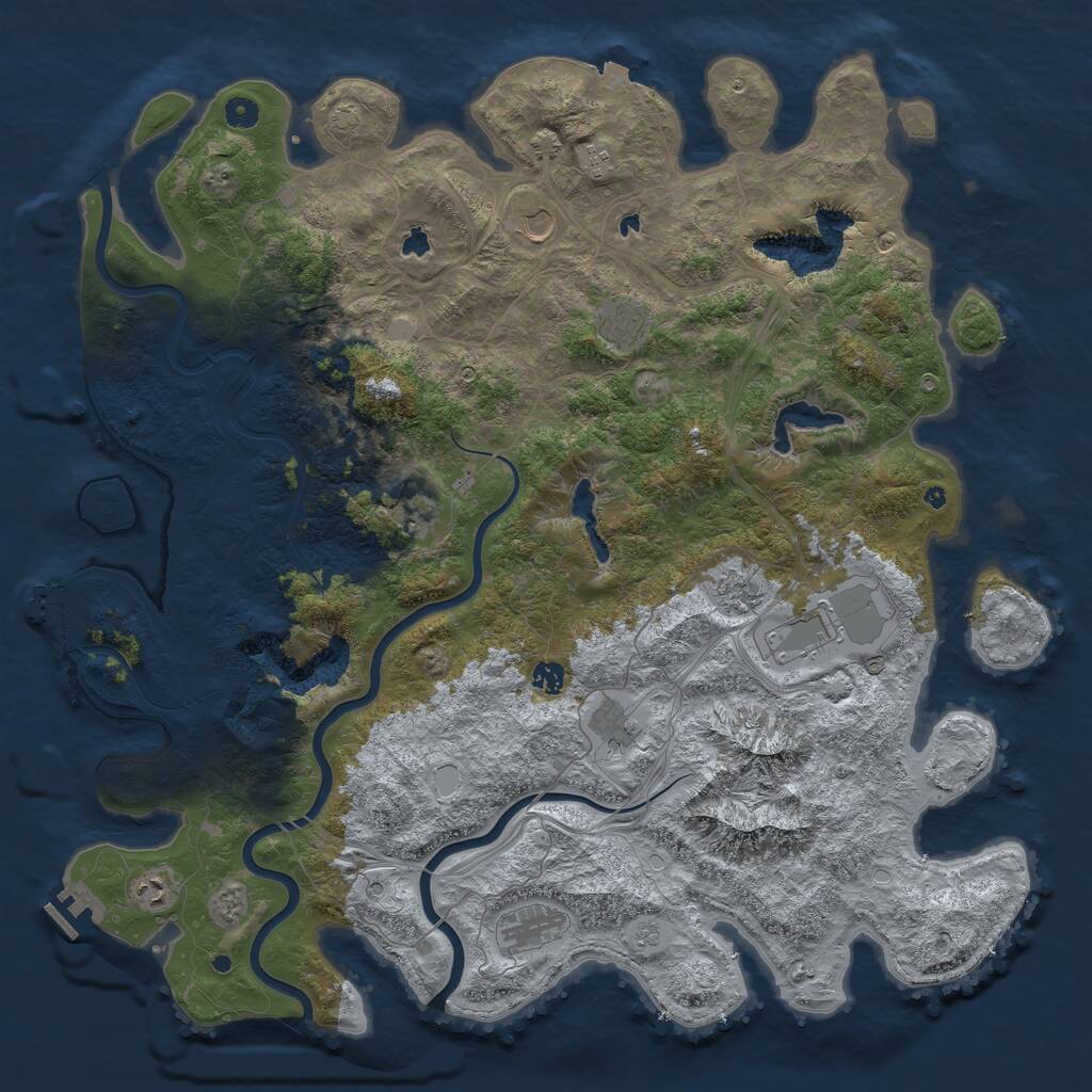 Rust Map: Procedural Map, Size: 5000, Seed: 435325, 16 Monuments