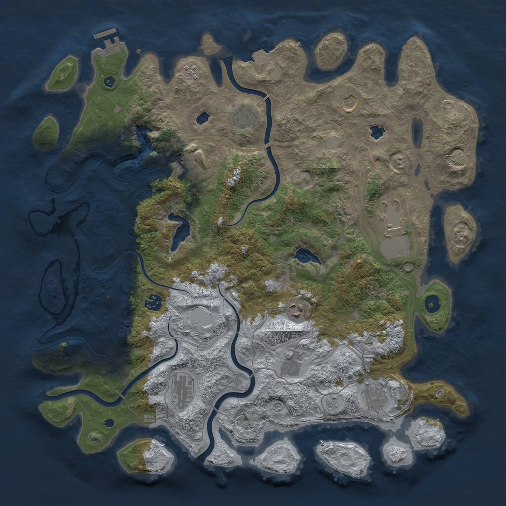 Rust Map: Procedural Map, Size: 4500, Seed: 582823, 16 Monuments