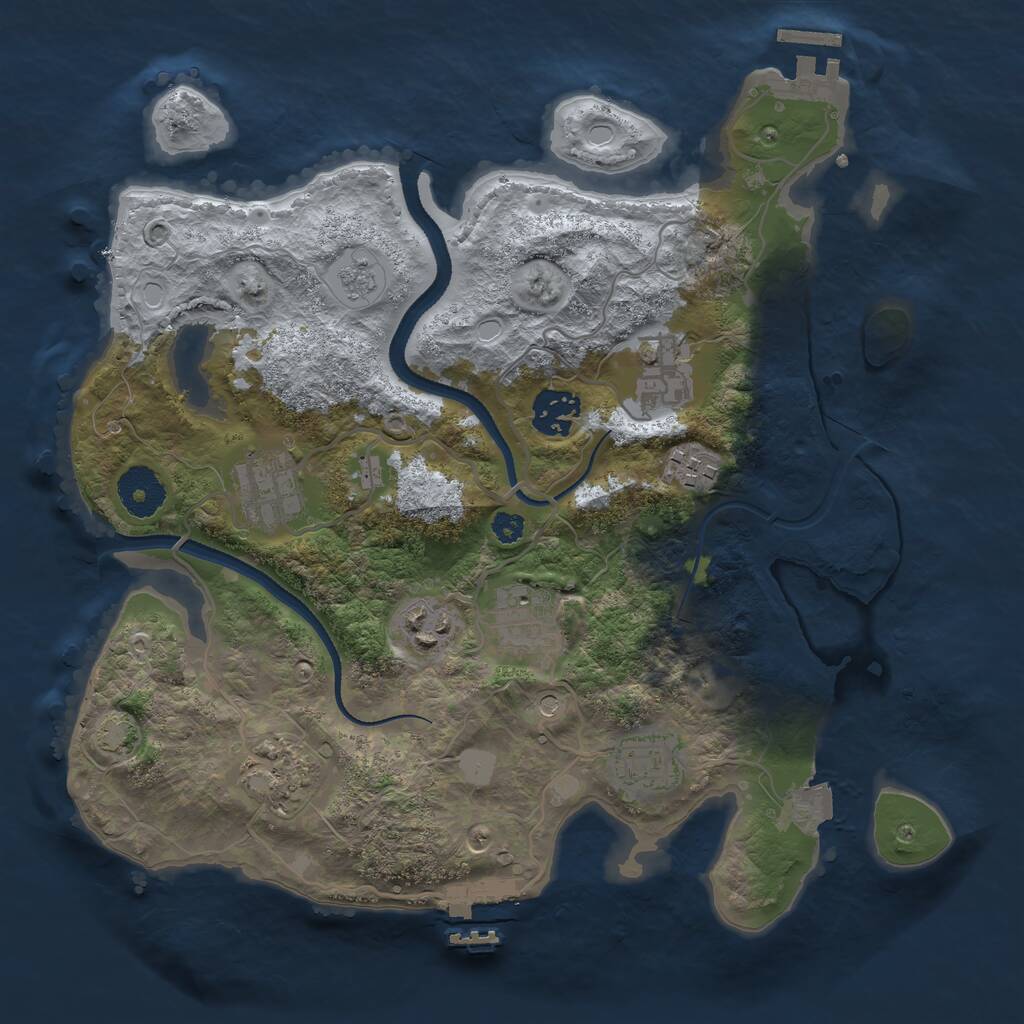 Rust Map: Procedural Map, Size: 3200, Seed: 703173861, 14 Monuments