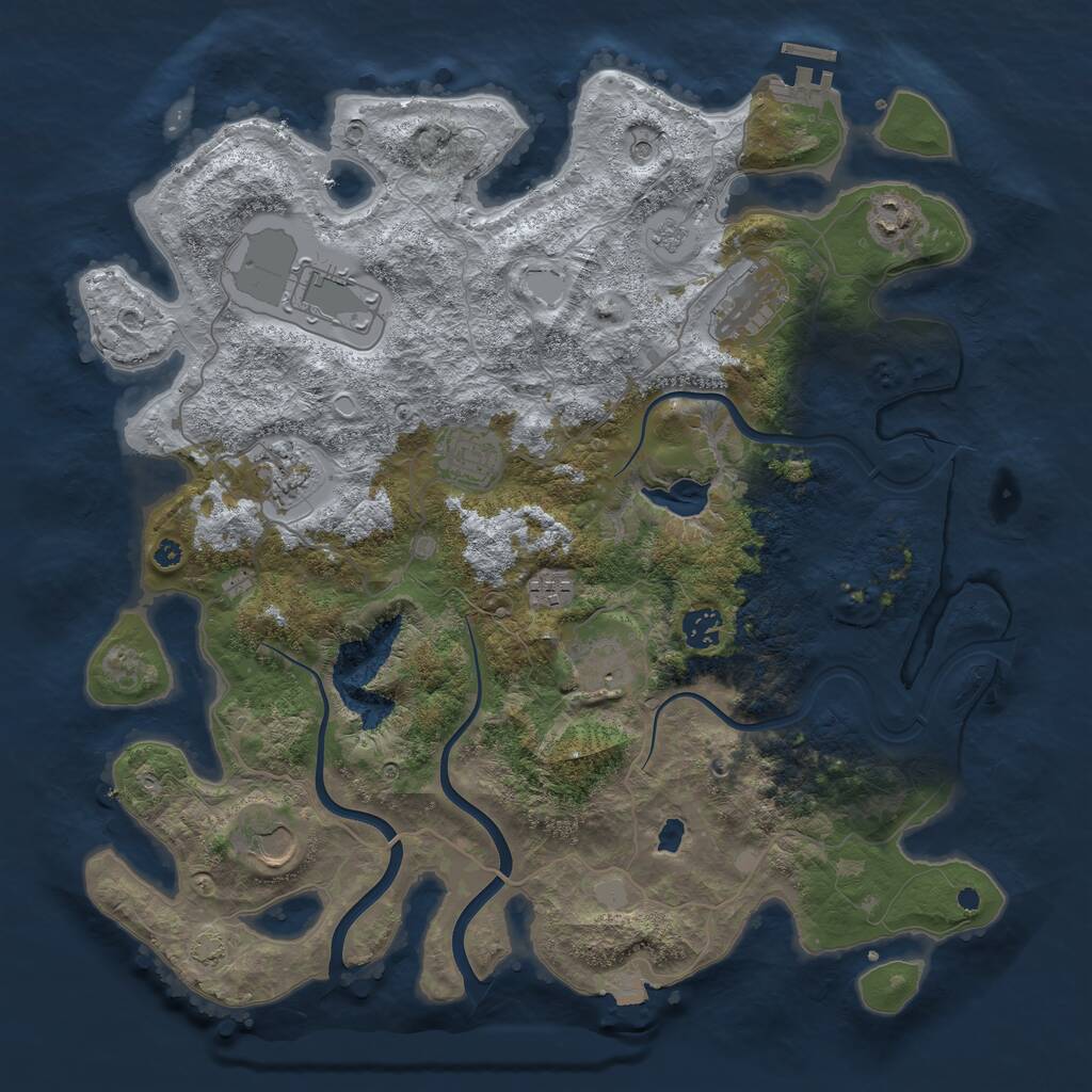 Rust Map: Procedural Map, Size: 4000, Seed: 53090280, 14 Monuments