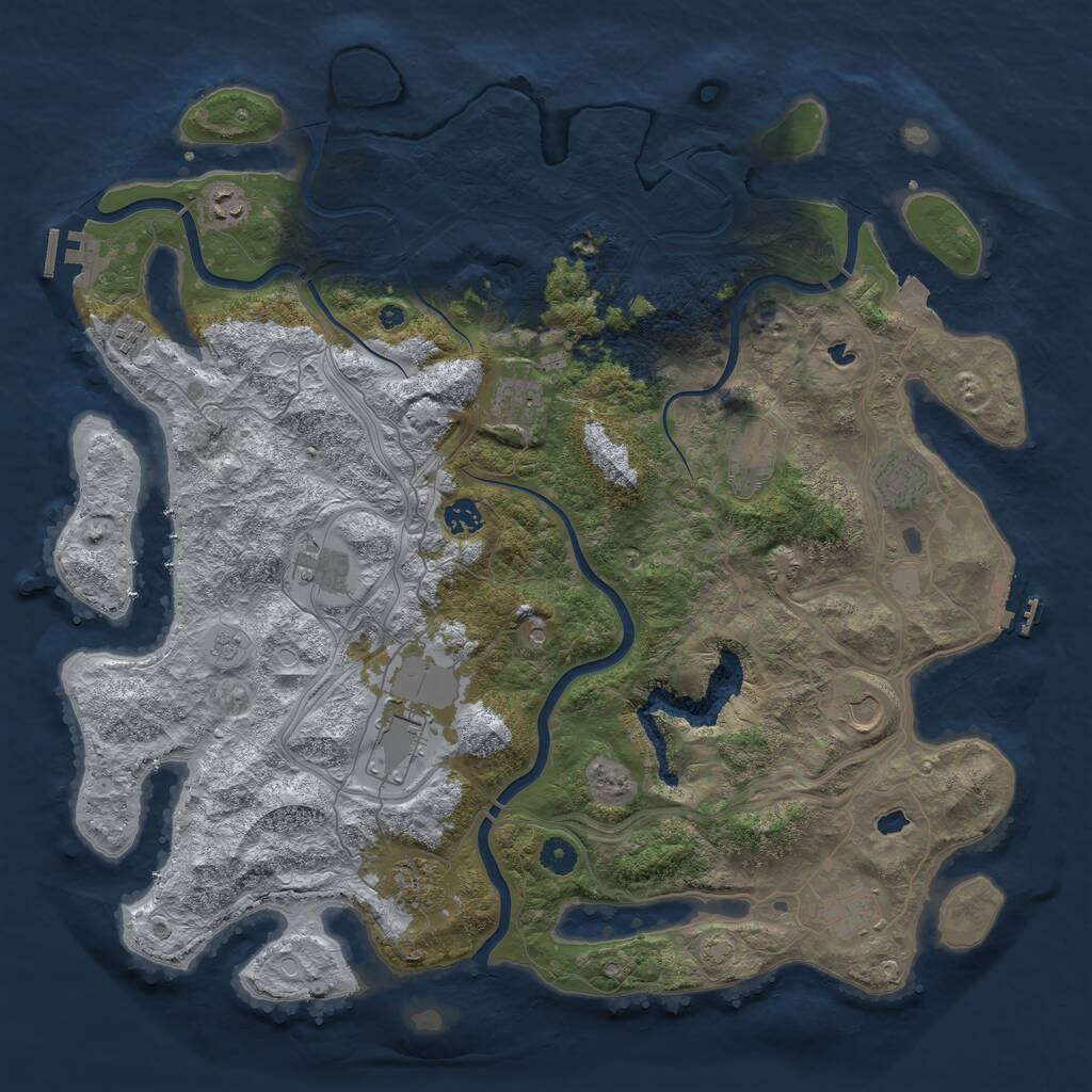 Rust Map: Procedural Map, Size: 4500, Seed: 9876432, 17 Monuments