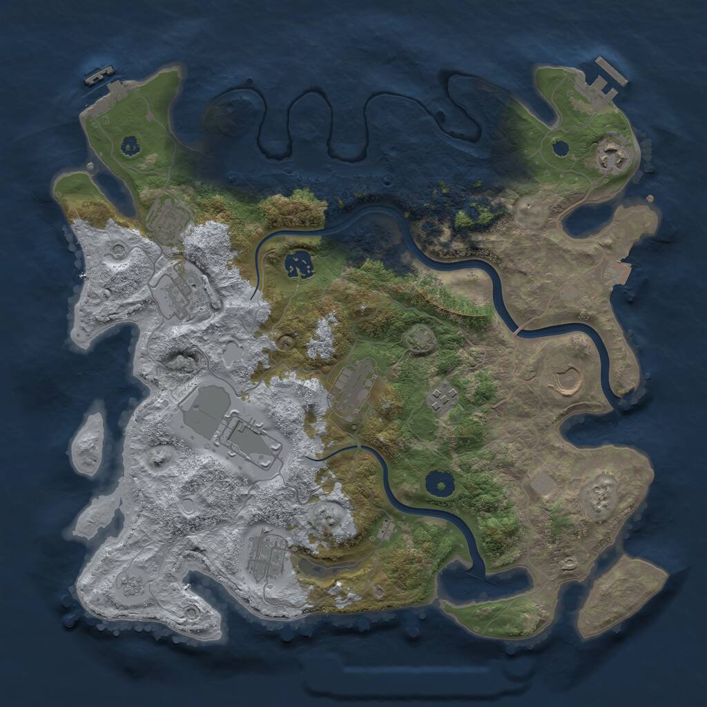 Rust Map: Procedural Map, Size: 3700, Seed: 1758683316, 15 Monuments