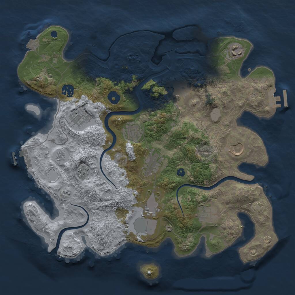 Rust Map: Procedural Map, Size: 3500, Seed: 1546192672, 16 Monuments