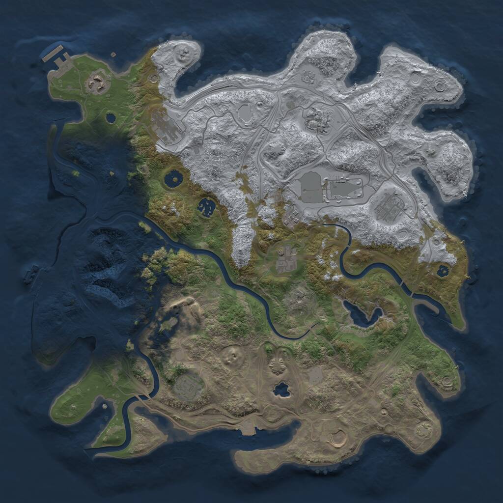 Rust Map: Procedural Map, Size: 4250, Seed: 906965335, 17 Monuments